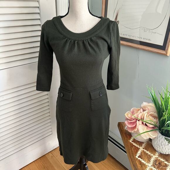 A. Cheng Dresses & Skirts - A CHENG Womens Dress Medium Dark Olive Green Sheath Knit Preppy Classic Cocktail
